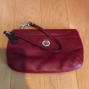 Coach red wristlet wallet